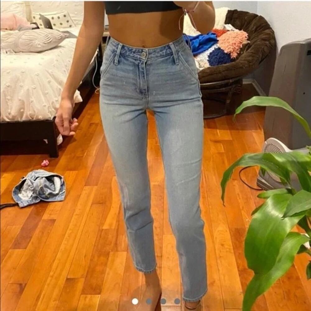 Women's EUC Vintage Hollister High Rise Ruffle Top Mom Jeans Size 1